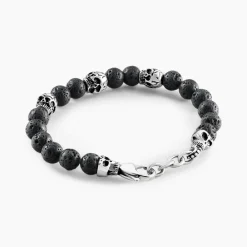 Marc Orian Bracelets Homme|Bracelets Acier Inoxydable > Bracelet Acier Blanc Hantz Pierre De Lave