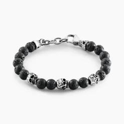 Marc Orian Bracelets Homme|Bracelets Acier Inoxydable > Bracelet Acier Blanc Hantz Pierre De Lave