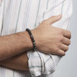 Marc Orian Bracelets Homme|Bracelets Acier Inoxydable > Bracelet Acier Blanc Hantz Pierre De Lave