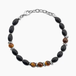 Marc Orian Bracelets Homme|Bracelets Acier Inoxydable > Bracelet Adiel Acier Blanc Onyx Labradorite