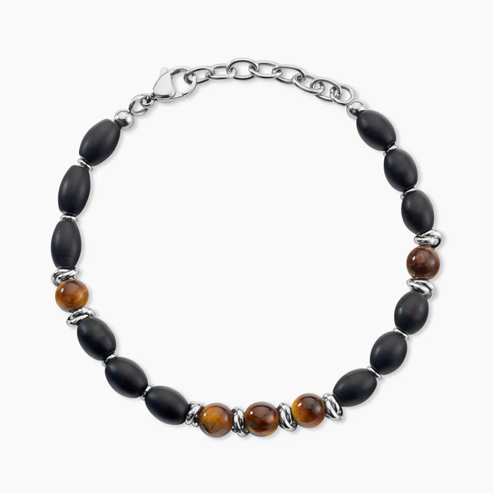 Marc Orian Bracelets Homme|Bracelets Acier Inoxydable > Bracelet Adiel Acier Blanc Onyx Labradorite
