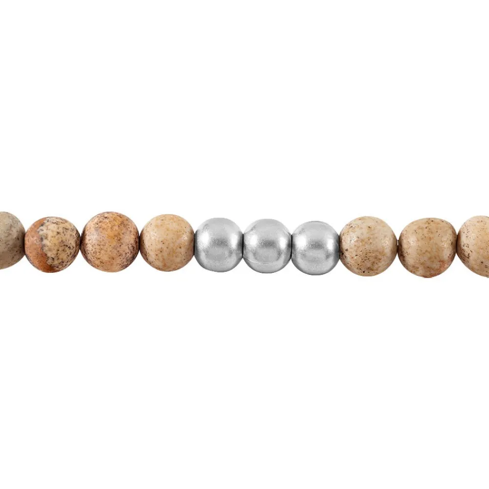 Marc Orian Bracelets Homme|Bracelets Acier Inoxydable > Bracelet Adonis Acier Blanc Jaspe Africain