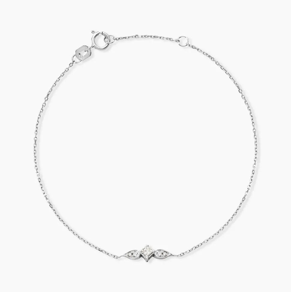 Bracelet Art Deco Or Blanc Diamant