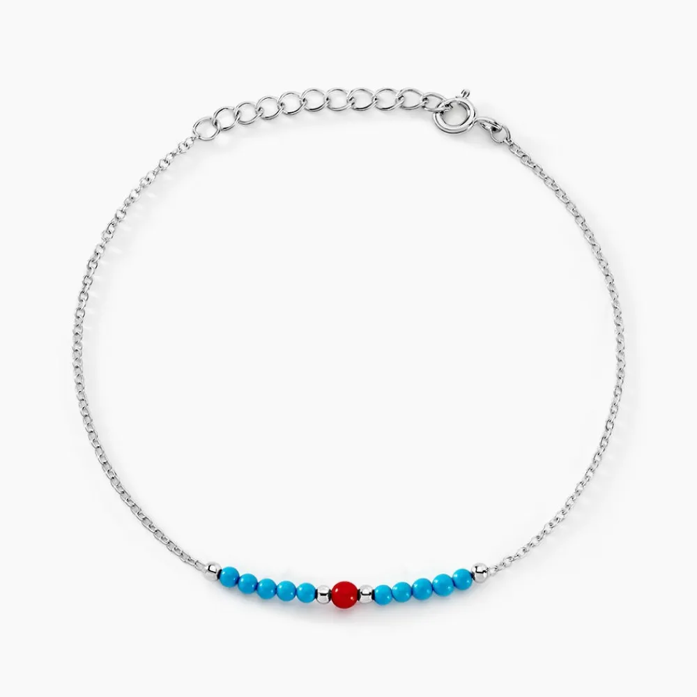 Marc Orian Bracelets|Idées Cadeaux Femme > Bracelet Behati Argent Blanc Corail Turquoise