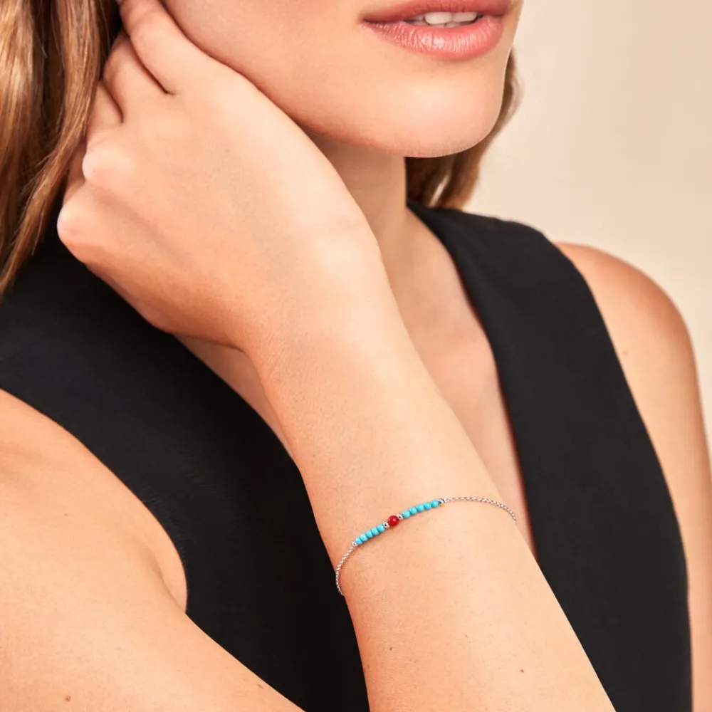 Marc Orian Bracelets|Idées Cadeaux Femme > Bracelet Behati Argent Blanc Corail Turquoise