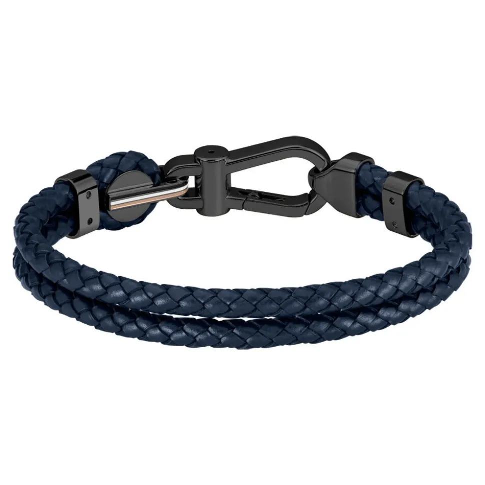Bracelet Boss Ares Prime Cuir De Veau Bleu
