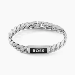 BOSS BIJOUX Bracelets Homme|Bracelets Acier Inoxydable > Bracelet Boss Kassy Emblem Acier Blanc