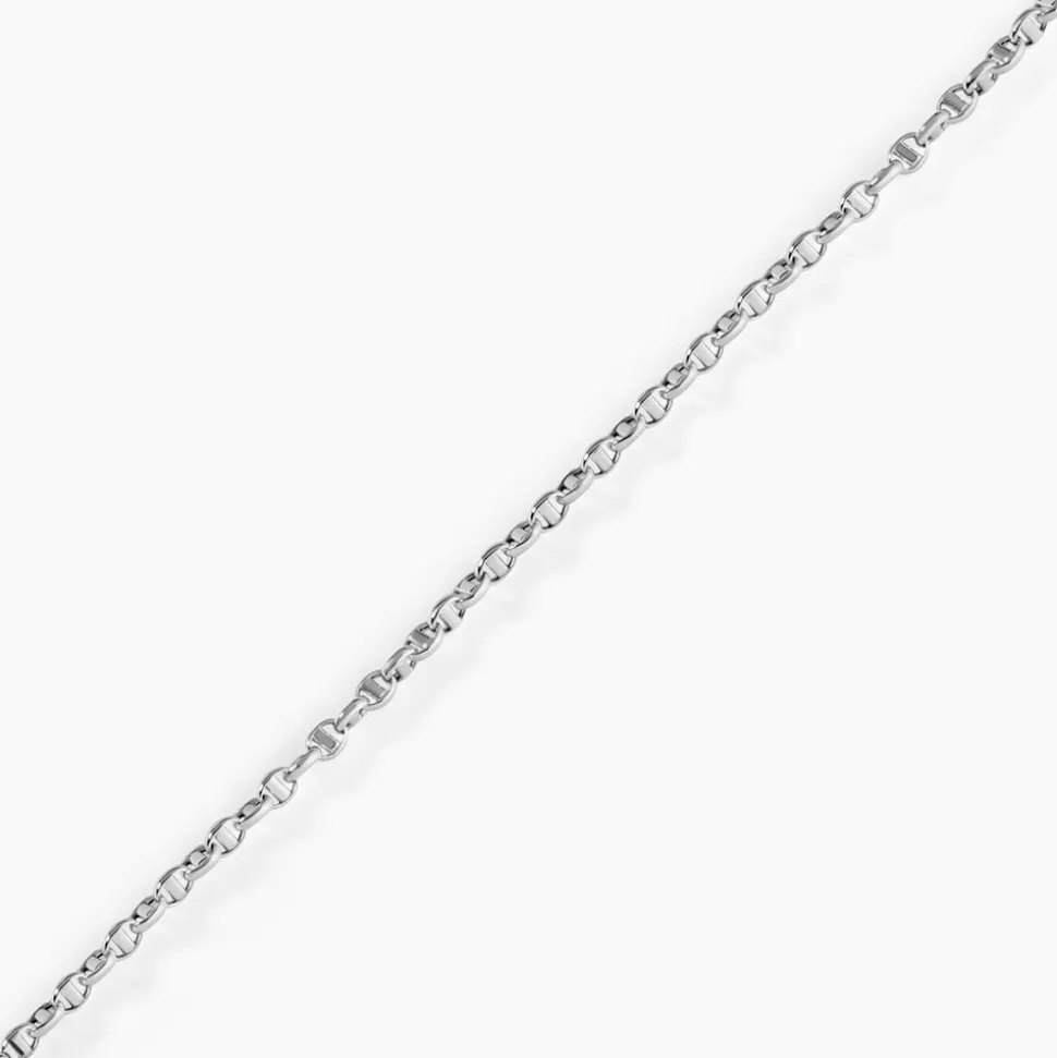 Bracelet Capucin Or Blanc Maille Marine Plate