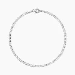 Bracelet Capucin Or Blanc Maille Marine Plate