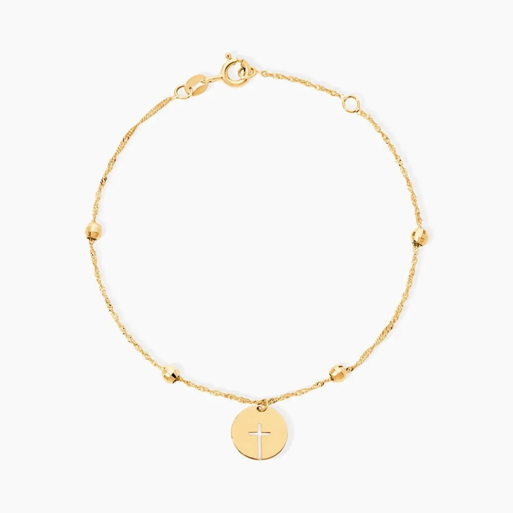 Marc Orian Bracelets Or|Cadeaux Communion > Bracelet Cobeia Croix Maille Forçat Or Jaune
