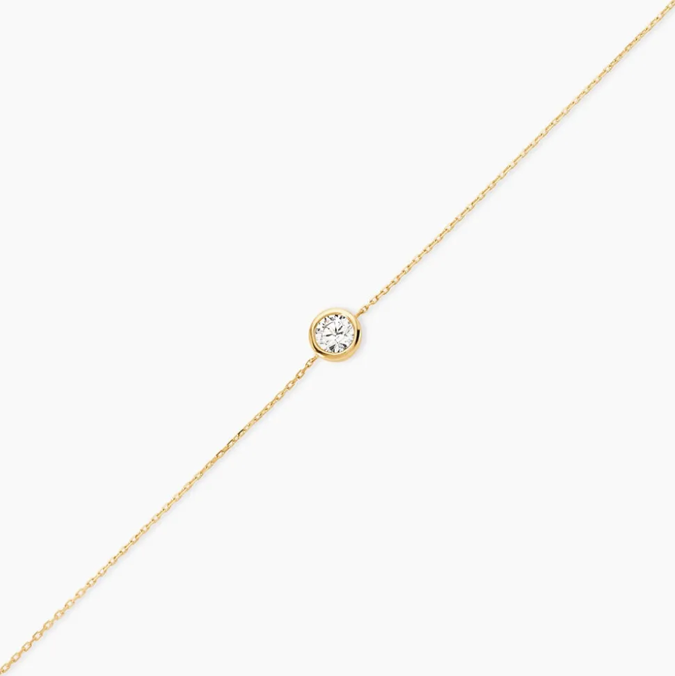 Bracelet Columbine Or Jaune Oxyde De Zirconium Blanc