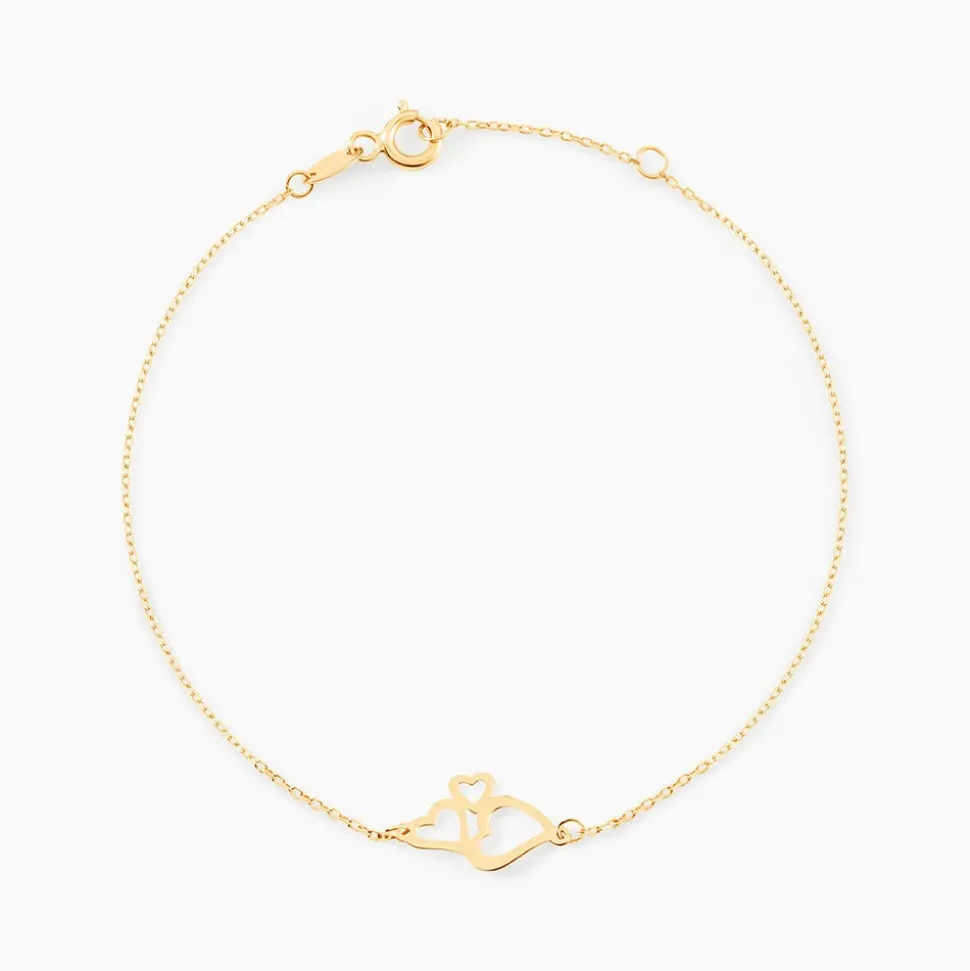 Bracelet Corazones Or Jaune