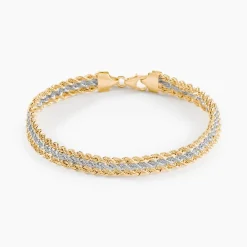 Bracelet Cordelia Maille Corde 3 Rangs Or Bicolore