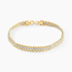 Bracelet Cordelia Maille Corde 3 Rangs Or Bicolore