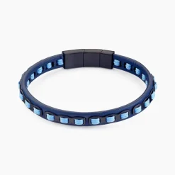 Bracelet Cuir De Vache Bleu