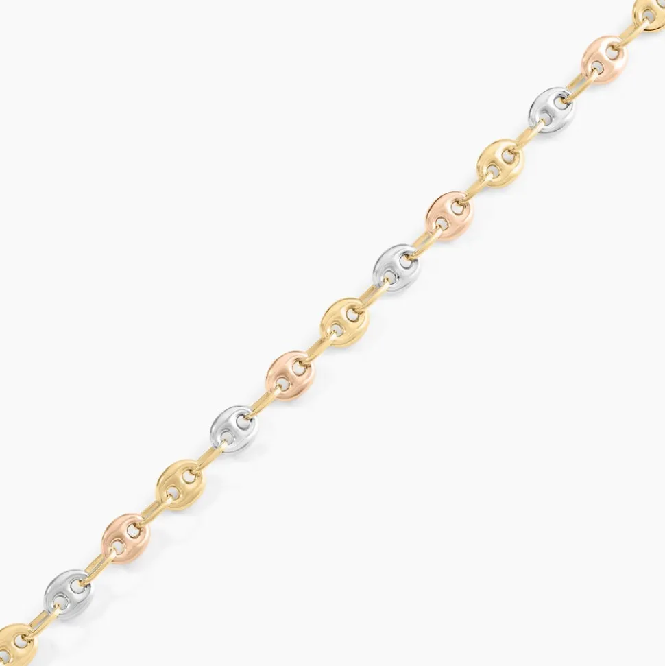 Bracelet Dami Maille Grain De Café Or Tricolore