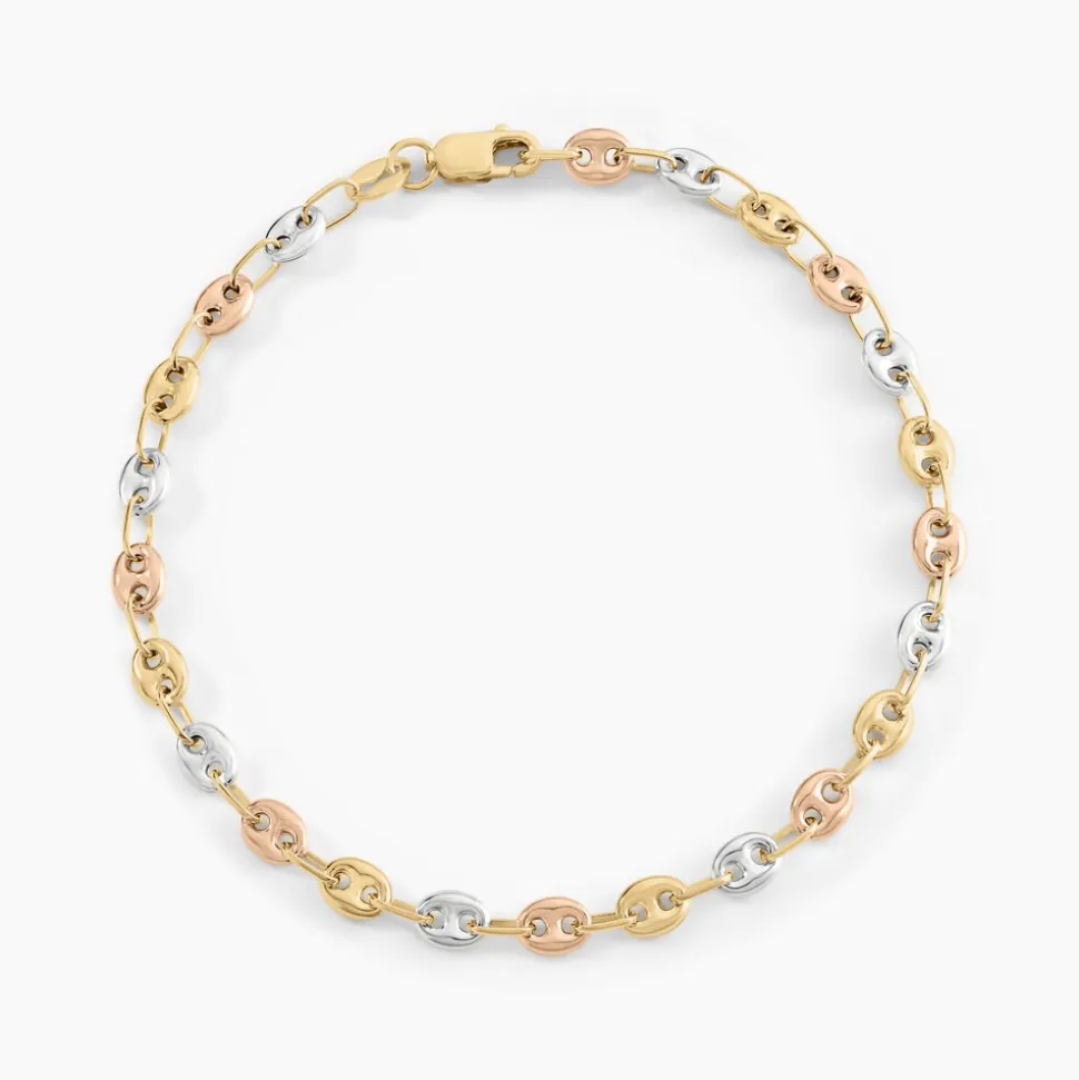 Bracelet Dami Maille Grain De Café Or Tricolore