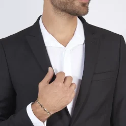 Marc Orian Bracelets Or|Bracelets Homme > Bracelet Danae Plaquette Or Bicolore