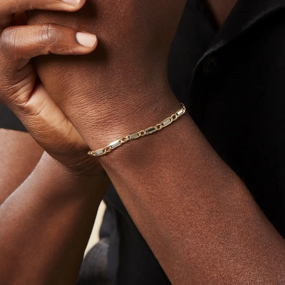 Marc Orian Bracelets Or|Bracelets Homme > Bracelet Danae Plaquette Or Bicolore