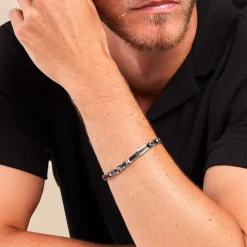Marc Orian Bijoux Zirconium|Bracelets Homme > Bracelet Dax Acier Bicolore Oxyde De Zirconium