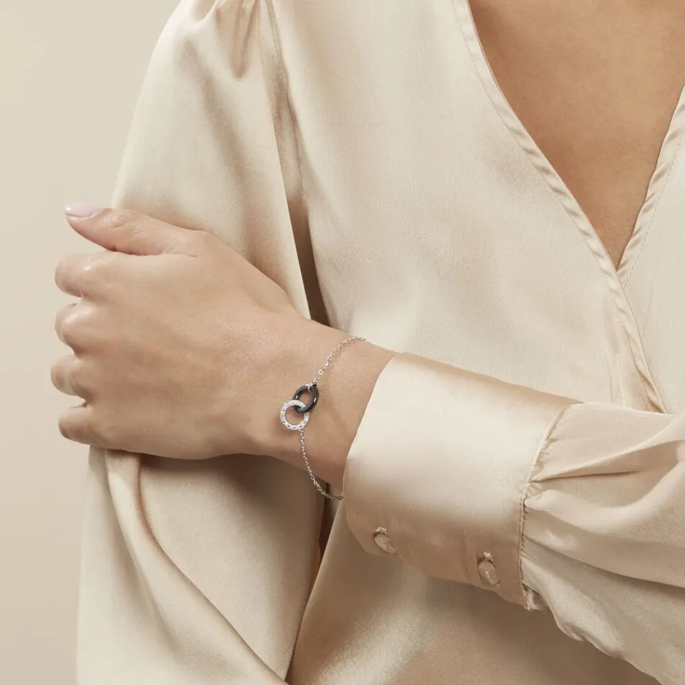 Marc Orian Bracelets|Idées Cadeaux Femme > Bracelet Dina Argent Blanc Céramique Et Oxyde De Zirconium argent blanc céramique noire