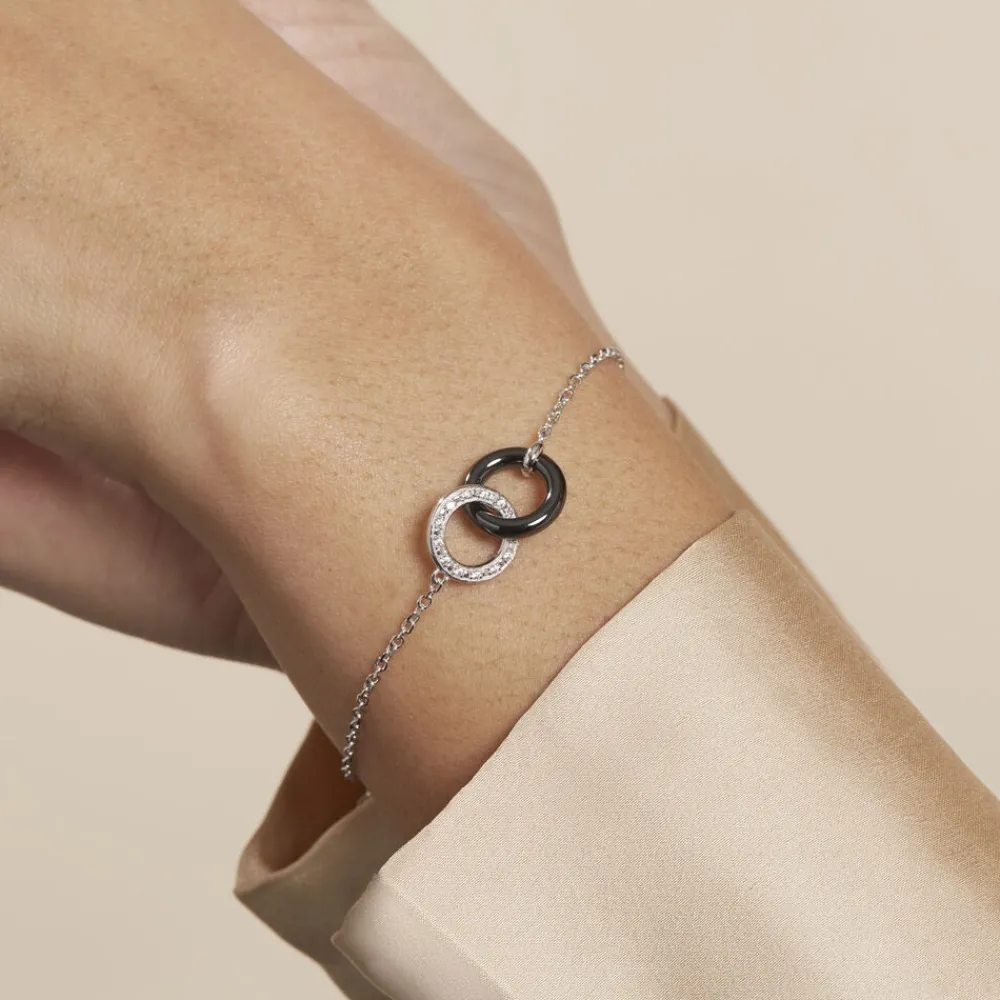 Marc Orian Bracelets|Idées Cadeaux Femme > Bracelet Dina Argent Blanc Céramique Et Oxyde De Zirconium argent blanc céramique noire