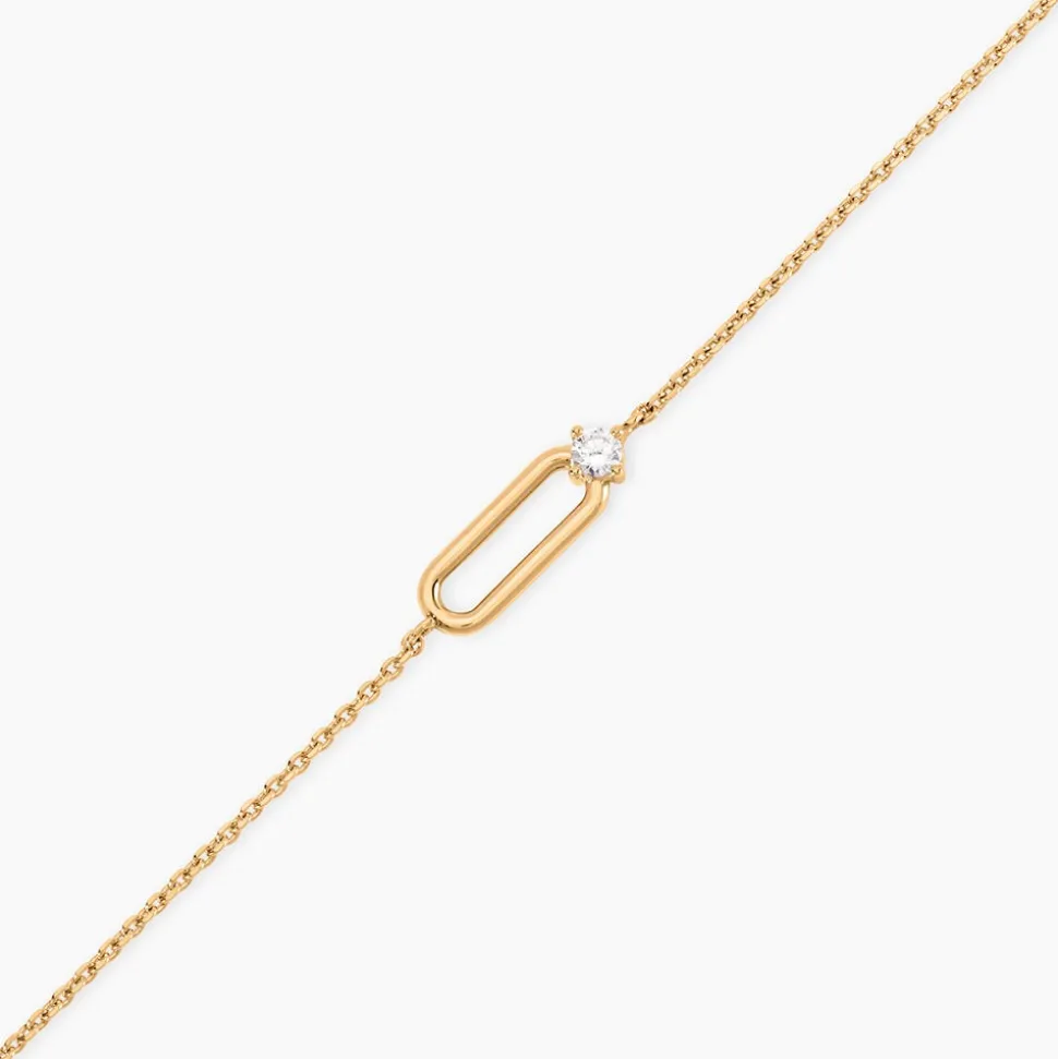 Bracelet Ellin Plaque Or Jaune Oxyde De Zirconium