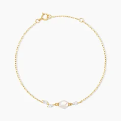 Bracelet Elysia Or Jaune Perle De Culture Oxyde De Zirconium
