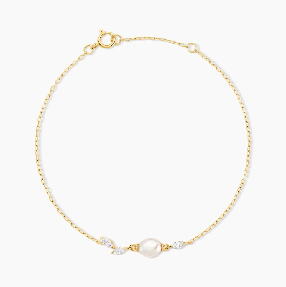 Bracelet Elysia Or Jaune Perle De Culture Oxyde De Zirconium