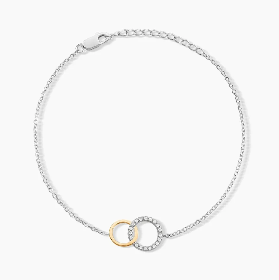 Bracelet Fei Or Jaune Argent Blanc Oxyde De Zirconium
