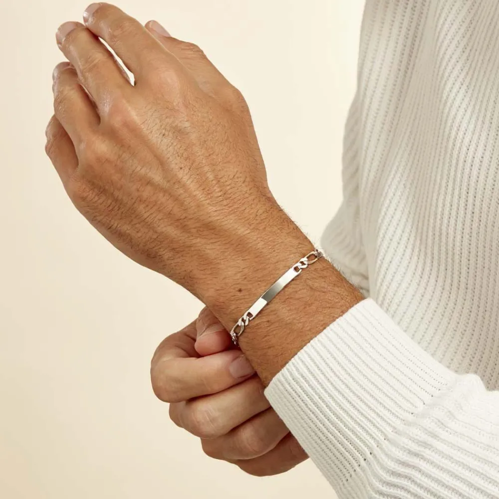 Marc Orian Gourmettes Argent|Bracelets Homme > Bracelet Identité Anilo Argent Blanc