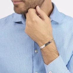 Marc Orian Gourmettes Argent|Bracelets Homme > Bracelet Identité Anilo Maille Alternee 1/1 Argent Blanc