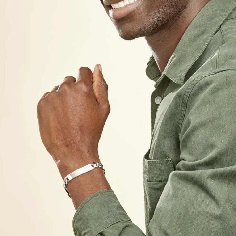 Marc Orian Gourmettes Argent|Bracelets Homme > Bracelet Identité Argent Blanc Vivian
