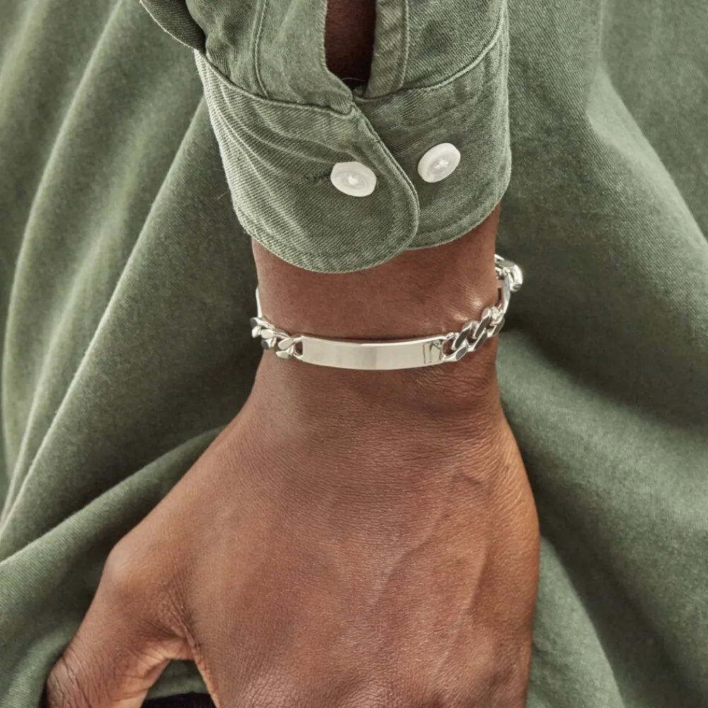 Marc Orian Gourmettes Argent|Bracelets Homme > Bracelet Identité Argent Blanc Vivian
