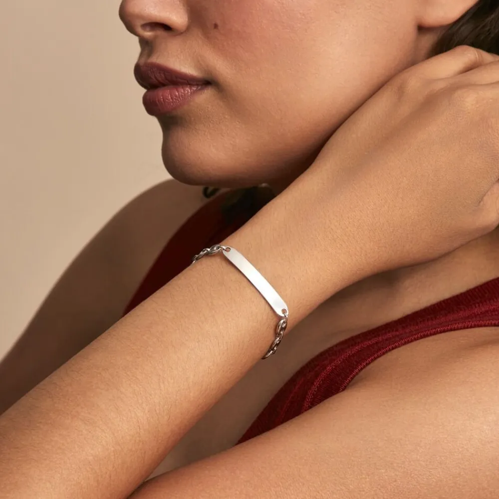Marc Orian Gourmettes Argent|Gourmettes > Bracelet Identité Carrus Argent Blanc