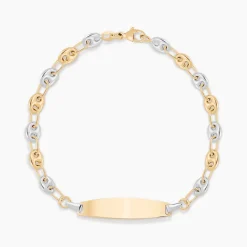 Bracelet Identité Evin Maille Grain De Cafe Or Bicolore