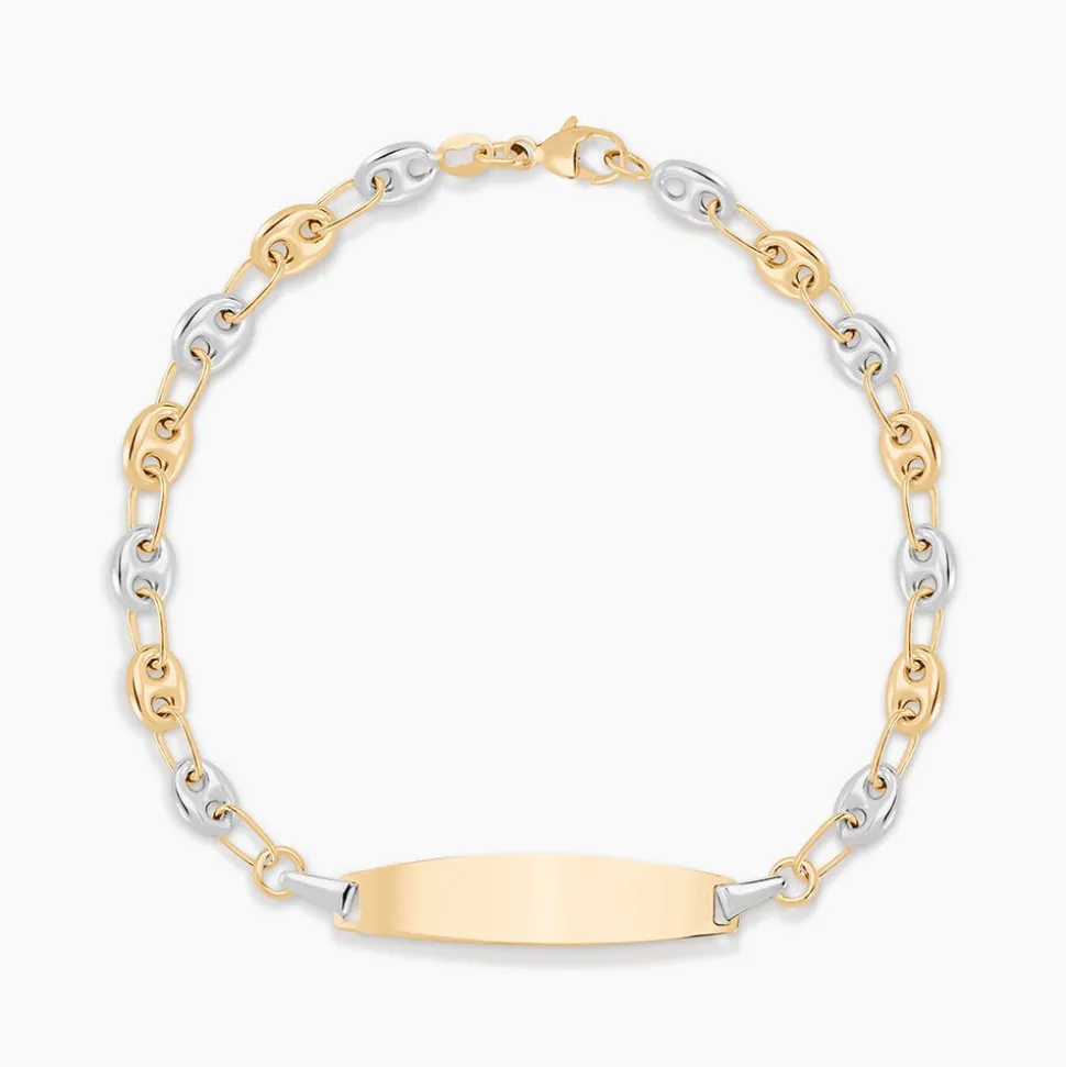 Bracelet Identité Evin Maille Grain De Cafe Or Bicolore