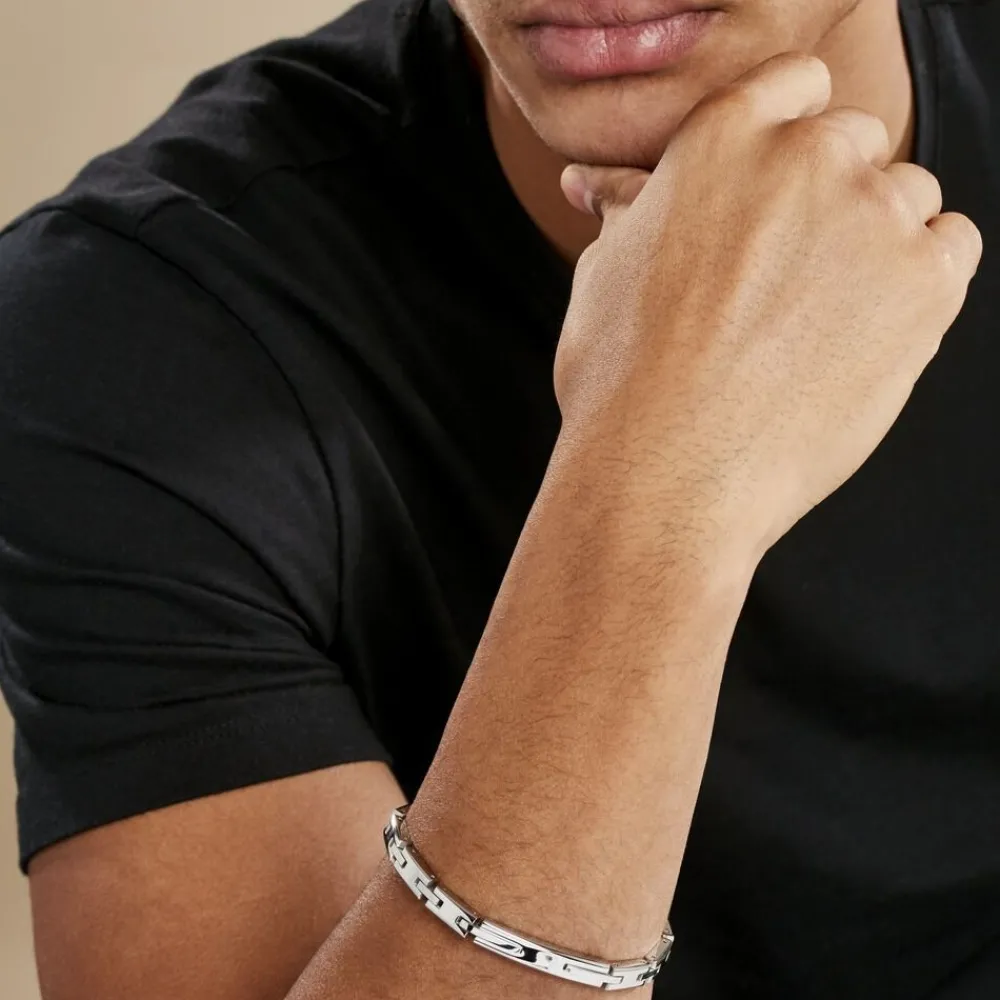 Marc Orian Bracelets Homme|Bracelets Acier Inoxydable > Bracelet Identitée Zion Acier Blanc