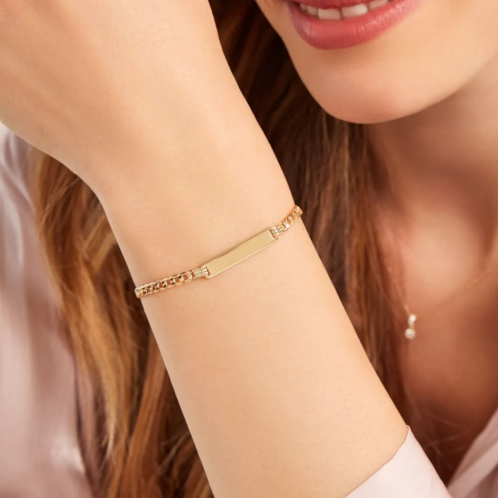 Marc Orian Bracelets Or|Gourmettes > Bracelet Identité Genevra Or Jaune