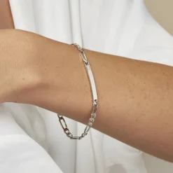 Marc Orian Gourmettes Argent|Gourmettes > Bracelet Identité Vila Argent Blanc