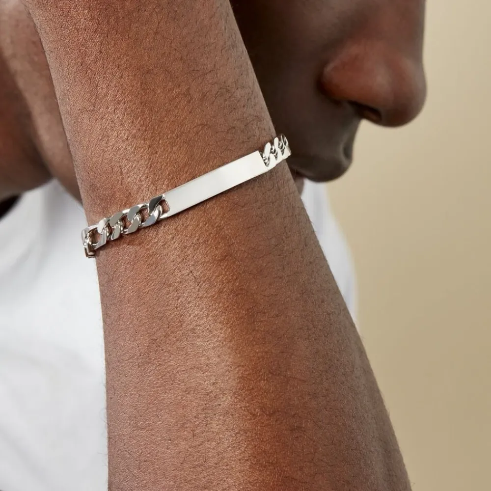 Marc Orian Gourmettes Argent|Bracelets Homme > Bracelet Identité Vivian Argent Blanc