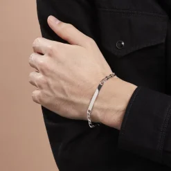 Marc Orian Gourmettes Argent|Bracelets Homme > Bracelet Identité Zak Argent Blanc