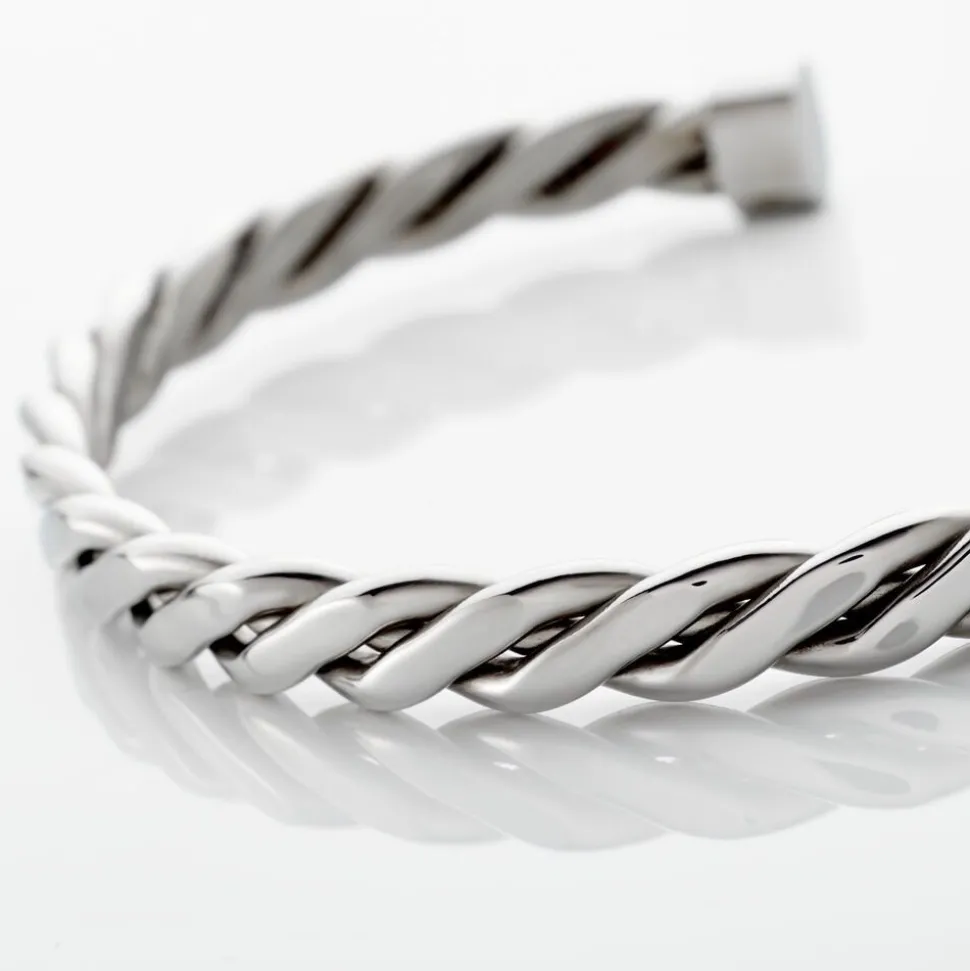 Bracelet Jonc Acier Blanc Alexandru
