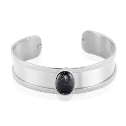 Bracelet Jonc Eline Acier Blanc Pierre De Synthese
