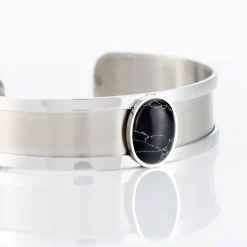 Bracelet Jonc Eline Acier Blanc Pierre De Synthese