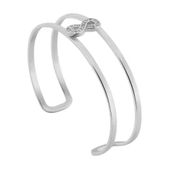 IMAGINE Bracelets Acier Inoxydable|Bracelets Joncs > Bracelet Jonc Agnes Acier Blanc Cristal