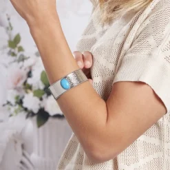 IMAGINE Bracelets Acier Inoxydable|Bracelets Joncs > Bracelet Jonc Tiffany Acier Blanc Pierre De Synthese