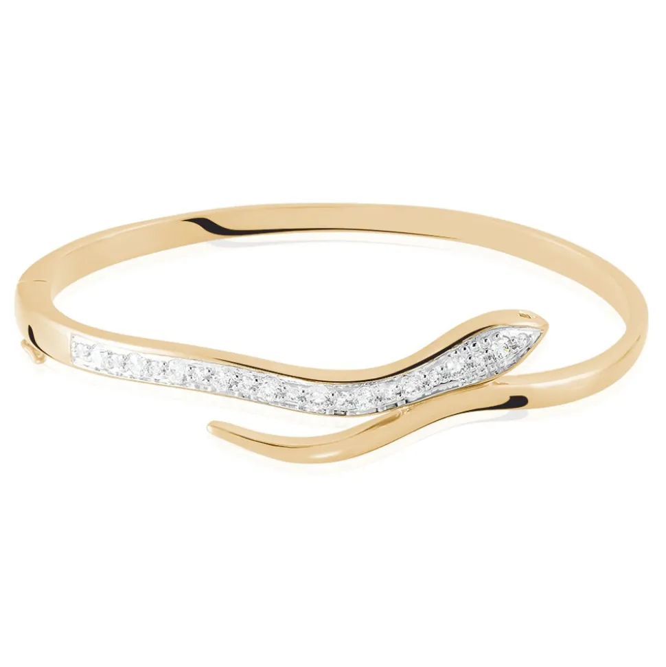 Bracelet Jonc Reyyanae Plaqué Or Jaune Oxyde De Zirconium