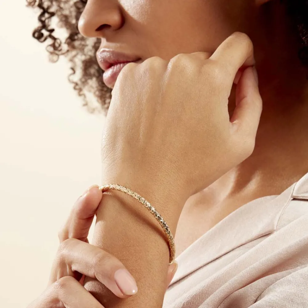 Marc Orian Bracelets Or|Bracelets Joncs > Bracelet Jonc Shiny Diamante Or Jaune