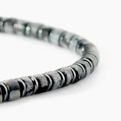 JOURDAN Bracelets Homme|Bracelets Acier Inoxydable > Bracelet Acier Blanc Obsidienne Hématite